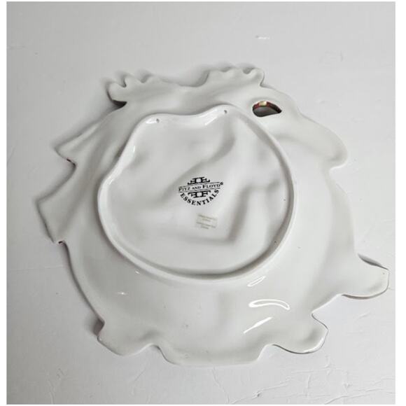 Fitz and Floyd Plaid Xmas Reindeer Canape Serving Holiday plate - Picture 3 of 7